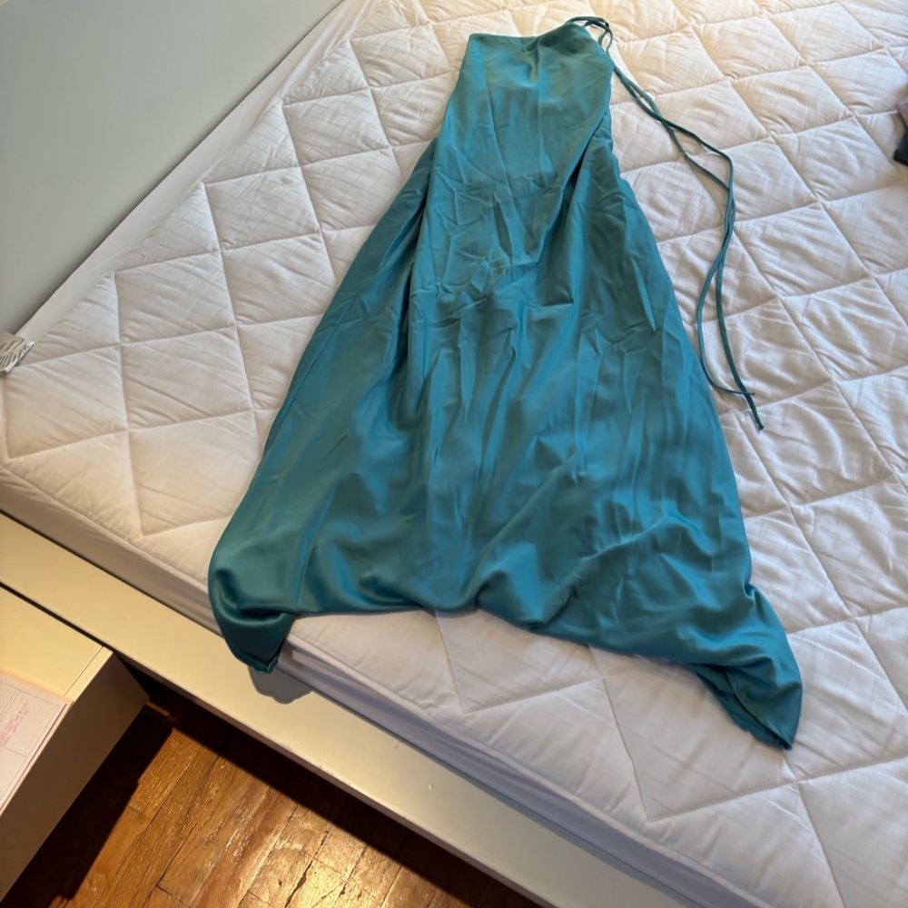Princess Polly Blue Celena Satin Open Backp Midi Dress - Picture 9 of 11